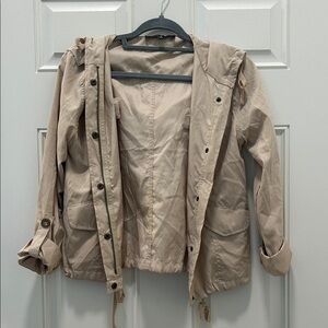 Mine Gray and Tan Cropped Raincoat